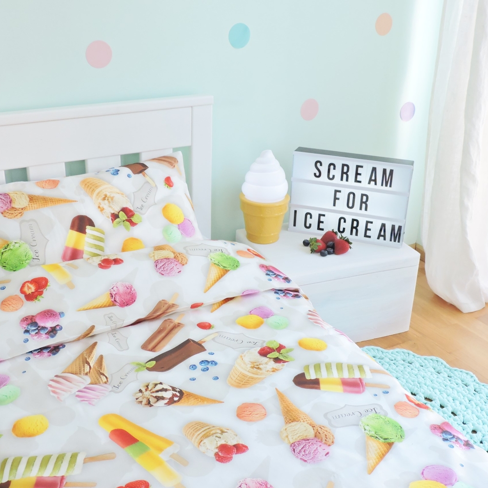 Jäätistega voodipesu lastele - erinevad suurused